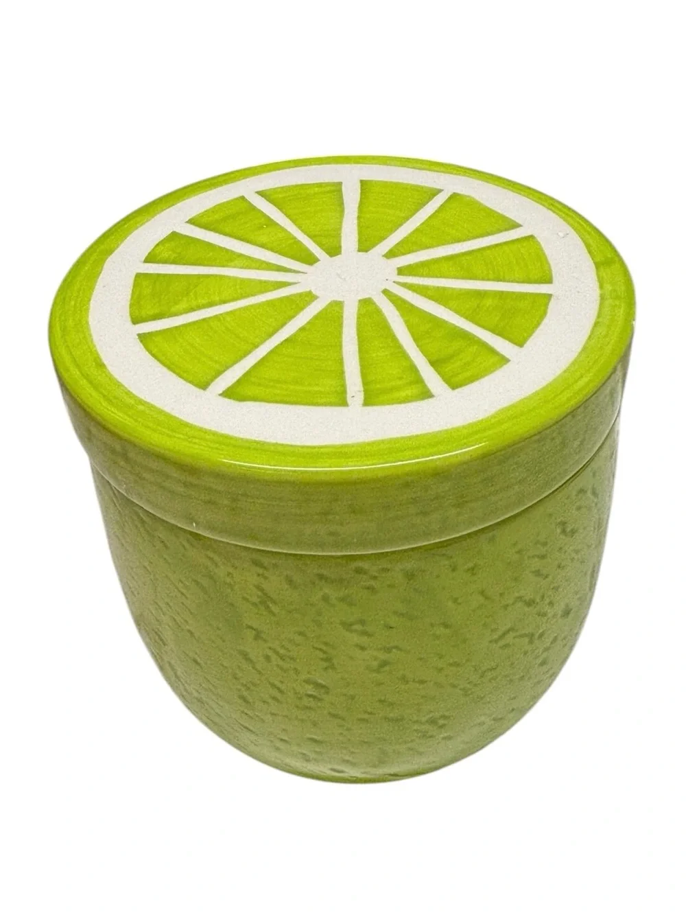 Lime Fruit Ceramic Painted Canister Jar Summer Fruit Decor Kitchen Decor Green